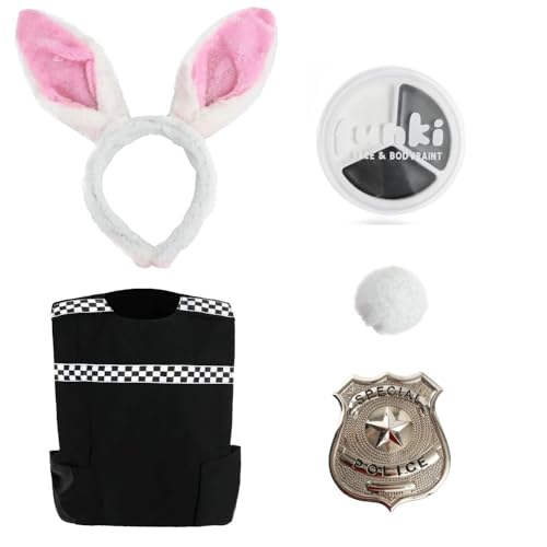 Kinder Bunny Officer Kostüm - Medium - Polizei Weste, Abzeichen, Hasenohren & Schwanz, Gesichtsbemalung - Bunny Cop Verkleidung für Halloween & Partys Kinder Bunny Officer Kostüm - Medium - Polizei Weste, Abzeichen, Hasenohren & Schwanz, Gesichtsbemalung - Bunny Cop Verkleidung für Halloween & Partys von I LOVE FANCY DRESS