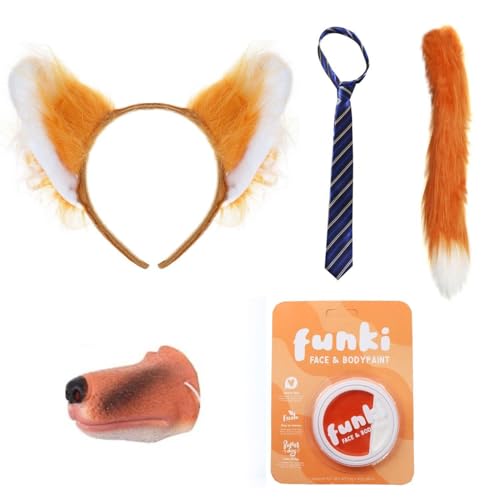 Kinder Fuchs Kostüm Zubehör Set - Ohren Stirnband, Schwanz, Nase, Krawatte & Orange Gesichtsfarbe - Welttag des Buches Tag Tier Verkleidung Kit Kinder Fuchs Kostüm Zubehör Set - Ohren Stirnband, Schwanz, Nase, Krawatte & Orange Gesichtsfarbe - Welttag des Buches Tag Tier Verkleidung Kit von I LOVE FANCY DRESS