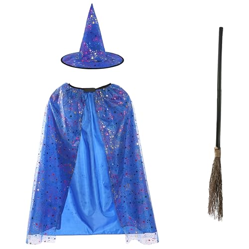 Kinder Hexenumhang und Hut Halloween Verkleidung Outfit mit Besen Stock - Kinder Gruseliges Kostüm für Süßes oder Saures, Schulverkleidungspartys, Cosplay und magisches Rollenspiel Kinder Hexenumhang und Hut Halloween Verkleidung Outfit mit Besen Stock - Kinder Gruseliges Kostüm für Süßes oder Saures, Schulverkleidungspartys, Cosplay und magisches Rollenspiel von I LOVE FANCY DRESS