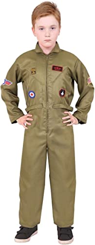 Kinder-Overall, US-Armee, 80er-Jahre-Motiv, grüner Overall, mit Flugflügel-Abzeichen. 80er-Jahre-Verkleidung für Jungen und Mädchen. Größe: M Kinder-Overall, US-Armee, 80er-Jahre-Motiv, grüner Overall, mit Flugflügel-Abzeichen. 80er-Jahre-Verkleidung für Jungen und Mädchen. Größe: M von I LOVE FANCY DRESS