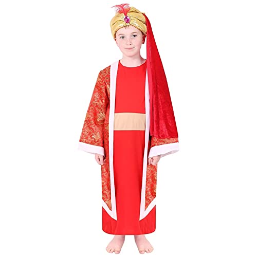 Kinderkostüm Balthasar Red King – Größe S – 3 Weise Männer Kostüm 3 Könige Krippe Kinderkostüm inkl. Tunika + angenähter Umhang + Turban – Krippe Kostüm Kinderkostüm Balthasar Red King – Größe S – 3 Weise Männer Kostüm 3 Könige Krippe Kinderkostüm inkl. Tunika + angenähter Umhang + Turban – Krippe Kostüm von I LOVE FANCY DRESS