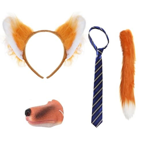 Kinderkostüm Fuchs 4-teiliges Set - Ohren, Schwanz, Nase & Krawatte - ideal für Schulbuchwoche und Tierkostüme von I LOVE FANCY DRESS