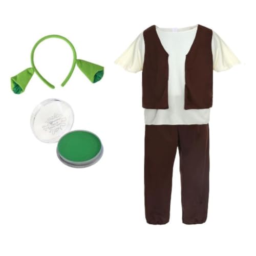 Kinderkostüm Oger für Erwachsene mit offiziell lizenzierten Shrek-Ohren und grüner Gesichtsfarbe – lustiges Halloween-Kostüm für Kinder von I LOVE FANCY DRESS