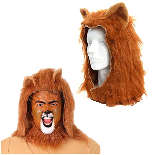 Kopfstück für Erwachsene, Löwenmähne, Einheitsgröße, mit Kapuze, Orange von I LOVE FANCY DRESS