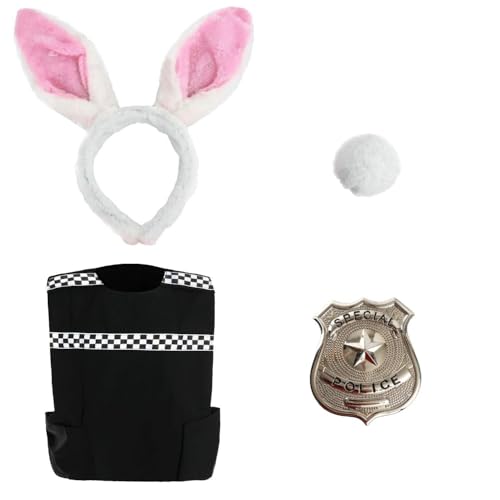 Kostüm für Erwachsene – Polizeiweste, Abzeichen, Hasenohren & Schwanz – Bunny Cop Verkleidung für Halloween & Partys – STD Kostüm für Erwachsene – Polizeiweste, Abzeichen, Hasenohren & Schwanz – Bunny Cop Verkleidung für Halloween & Partys – STD von I LOVE FANCY DRESS