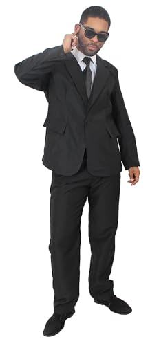 Kostüm für Erwachsene mit Geheimagent – Schwarzer Anzug mit Sonnenbrille und schwarzer Krawatte für Erwachsene (XL) von I LOVE FANCY DRESS