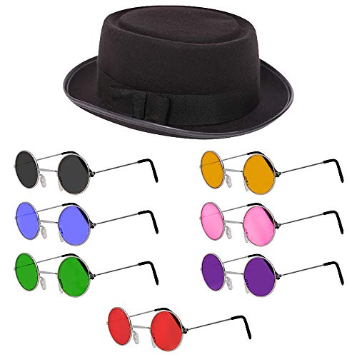Kostüm für Erwachsene – schwarze runde Sonnenbrille und klassischer Hut. Mods and Movies Pork Pee Hut für Männer und Frauen Größe: 58 cm Kostüm für Erwachsene – schwarze runde Sonnenbrille und klassischer Hut. Mods and Movies Pork Pee Hut für Männer und Frauen Größe: 58 cm von I LOVE FANCY DRESS