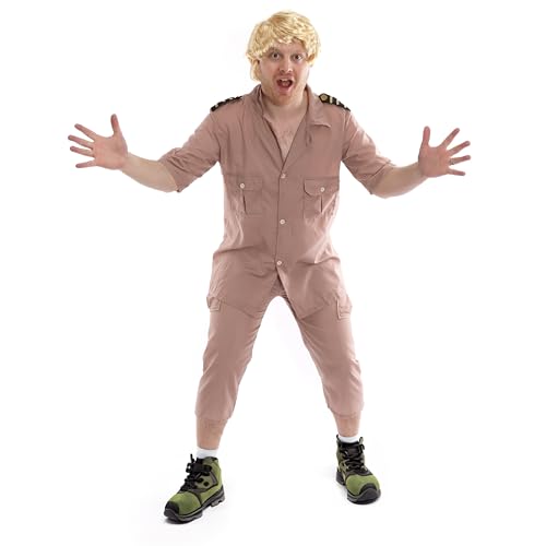 Krokodil-Zookeper-Set für Erwachsene, beige Safari-Uniform und blonde Perücke, australisches TV-Kostüm, Film-Kostüm für Herren Krokodil-Zookeper-Set für Erwachsene, beige Safari-Uniform und blonde Perücke, australisches TV-Kostüm, Film-Kostüm für Herren von I LOVE FANCY DRESS