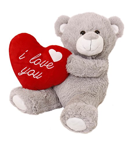 LIEBESERKLÄRUNG Teddy MIT Herz VALENTINS Tag Geburtstag Geschenk = HELL Grauer BÄR MIT ROTEM Herz=3 VERSCHIEDENEN SPRACHEN =I Love You Herz+ICH Liebe Dich+JE T AIME= I Love You X 1 von I LOVE FANCY DRESS