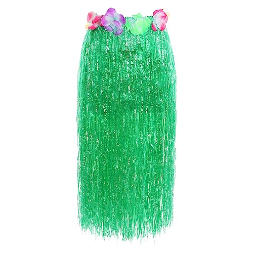Langer Hawaiianischer Hula-Rock, 80 cm, mit Blumen, Luau-Kostüm, Strandparty-Outfit, 2 Stück (grüner Rock) von I LOVE FANCY DRESS