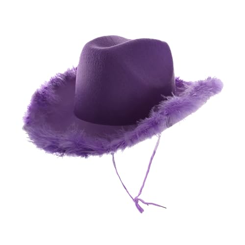 Lila Flieder Cowgirl Hut mit flauschigem Marabu-Besatz - auffälliges Western-Kostüm-Accessoire für Junggesellinnenabschiede, Festivals, Rodeos, Mottoveranstaltungen und Ausgehen Lila Flieder Cowgirl Hut mit flauschigem Marabu-Besatz - auffälliges Western-Kostüm-Accessoire für Junggesellinnenabschiede, Festivals, Rodeos, Mottoveranstaltungen und Ausgehen von I LOVE FANCY DRESS