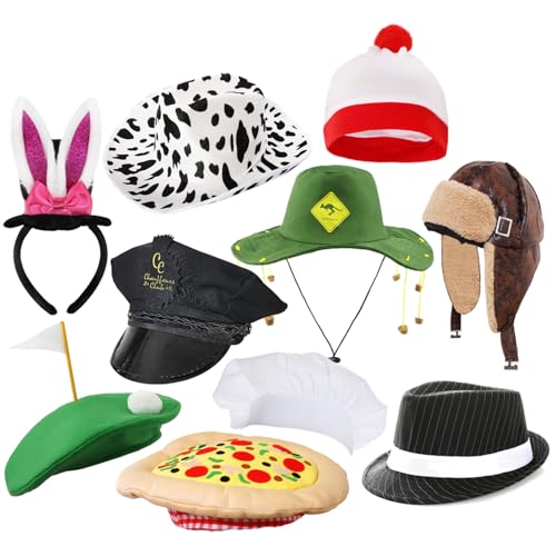 Lustiges Kostümhut-Set – 10-teiliges Hut-Set für Partys, Fotoautomaten und Kostüme Lustiges Kostümhut-Set – 10-teiliges Hut-Set für Partys, Fotoautomaten und Kostüme von I LOVE FANCY DRESS