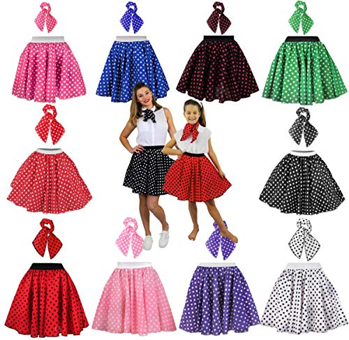 Luxuriöser Rock von Ilovefancydress, kurzer Rock, 45,7 cm lang, im „Rock n Roll“-Stil der 1950er Jahre, mit Punkten und dazugehörigem Schal, als Tanzoutfit Luxuriöser Rock von Ilovefancydress, kurzer Rock, 45,7 cm lang, im „Rock n Roll“-Stil der 1950er Jahre, mit Punkten und dazugehörigem Schal, als Tanzoutfit von I LOVE FANCY DRESS