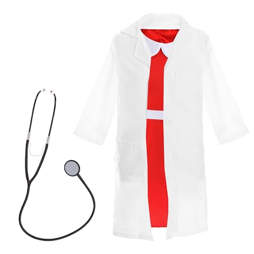 Mädchen Dr. Prinzessin Kostüm – Größe XL – Rotes Kleid mit weißem Kragen, weißem Laborkittel und gefälschtem Stethoskop – Kinderkostüm Welttag Buchwoche Mädchen Dr. Prinzessin Kostüm – Größe XL – Rotes Kleid mit weißem Kragen, weißem Laborkittel und gefälschtem Stethoskop – Kinderkostüm Welttag Buchwoche von I LOVE FANCY DRESS