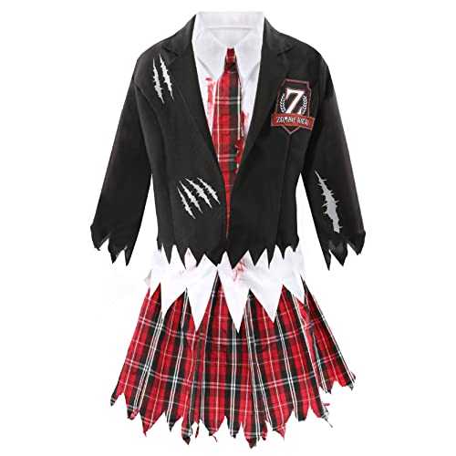 Mädchen Halloween Zombie Schulmädchen Kostüm - X-Large - Schwarz und kariert blutgefärbte Schuluniform mit zerrissenen Kanten - Kinder Halloween Trick oder Treat Fantasy Dress Kostüm Mädchen Halloween Zombie Schulmädchen Kostüm - X-Large - Schwarz und kariert blutgefärbte Schuluniform mit zerrissenen Kanten - Kinder Halloween Trick oder Treat Fantasy Dress Kostüm von I LOVE FANCY DRESS