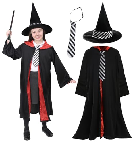 I LOVE FANCY DRESS Mädchen Hexenkostüm – Groß – Kapuzen-Umhang mit Hut und Krawatte – Weltbuchwoche Faschingskostüm von I LOVE FANCY DRESS