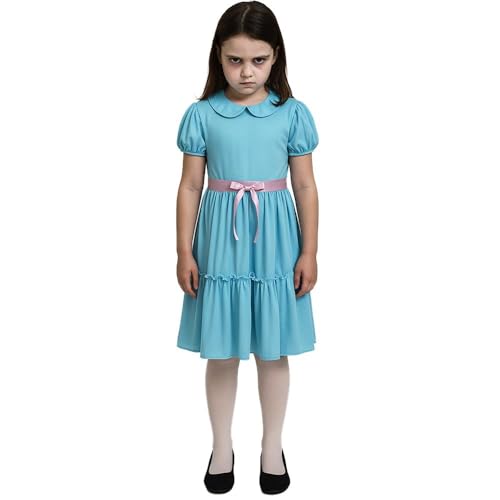 Mädchen Spukzwillingskostüm - Gruseliges blaues Kleid Horror-Outfit für Halloween, Faschingspartys, Spukhaus-Events, gruseliges Paar-Duo oder Gruppenkostüm-Idee von I LOVE FANCY DRESS