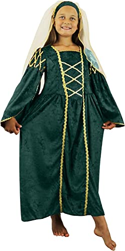 Mädchen Tudor Prinzessin Kostüm Kleid in Velouroptik und Kopfteil mit Schleier Mädchen Tudor Prinzessin Kostüm Kleid in Velouroptik und Kopfteil mit Schleier von I LOVE FANCY DRESS