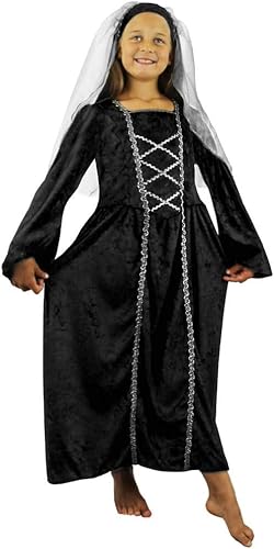 Mädchen Tudor Queen Kostüm - Klein - Schwarzes Mittelalter Prinzessin Kleid Verkleidung Outfit für Mädchen - Maid Marion Shakespeare Great Fire of London von I LOVE FANCY DRESS