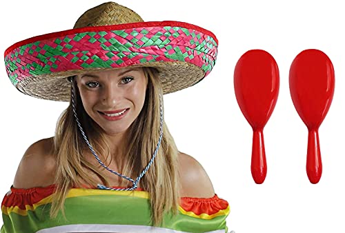 Mexikanischer Sombrero Strohhut perfekt für jede mexikanische Sombreros Kostümparty für Männer und Frauen, Großhandel (rot) von I LOVE FANCY DRESS