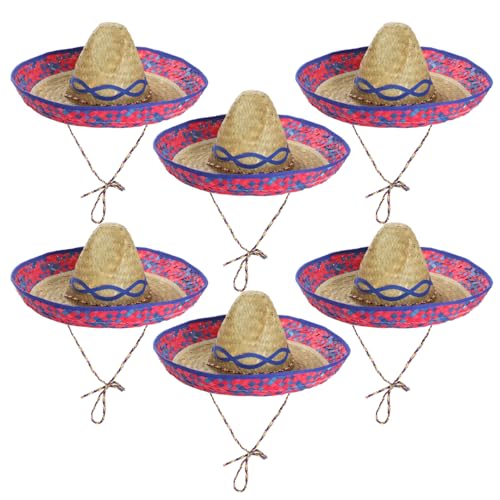 Mexikanischer Sombrero für Herren und Damen, Stroh-Sombreros – perfekt für Mexiko-/Cinco De Mayo-Motto-Partys, 6 Stück Mexikanischer Sombrero für Herren und Damen, Stroh-Sombreros – perfekt für Mexiko-/Cinco De Mayo-Motto-Partys, 6 Stück von I LOVE FANCY DRESS