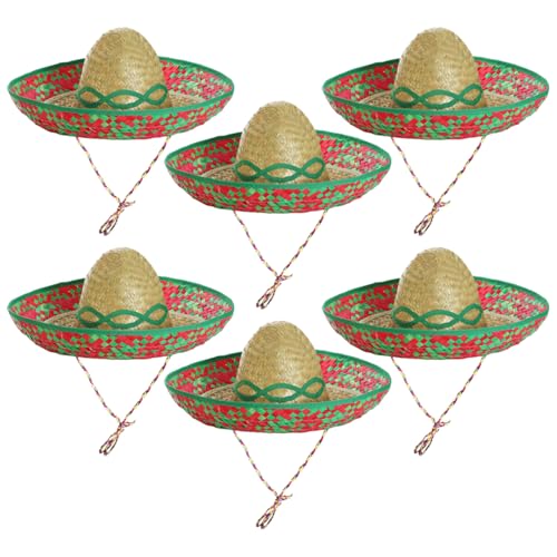 Mexikanischer Sombrero für Herren und Damen, Stroh-Sombreros – perfekt für Mexiko-/Cinco De Mayo-Motto-Partys, 6 Stück Mexikanischer Sombrero für Herren und Damen, Stroh-Sombreros – perfekt für Mexiko-/Cinco De Mayo-Motto-Partys, 6 Stück von I LOVE FANCY DRESS