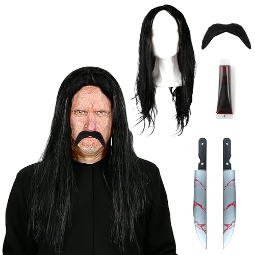 Mexikanisches Söldner-Kostüm für Erwachsene – lange schwarze Perücke, künstliche Kunststoff-Macheten, mexikanischer Schnurrbart, Kunstblut – Herren-Kostüm für Halloween, Trick or Treat TV-Film von I LOVE FANCY DRESS
