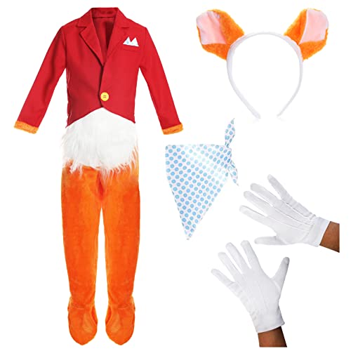 Mr Fox Kostüm für Kinder - Klein - Fantastisches Fuchskostüm für Welttag des Buches - Buchwoche - Mantel mit angenähtem Fuchsschwanz + Krawatte + Fuchs-Schürze, Hose mit Hemd vorne + Handschuhe + Mr Fox Kostüm für Kinder - Klein - Fantastisches Fuchskostüm für Welttag des Buches - Buchwoche - Mantel mit angenähtem Fuchsschwanz + Krawatte + Fuchs-Schürze, Hose mit Hemd vorne + Handschuhe + von I LOVE FANCY DRESS
