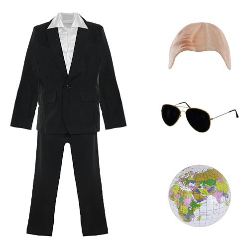 Mr Worldwide Erwachsenenkostüm – Größe S – schwarzer Anzug, weißes Hemd, kahle Kappe, Sonnenbrille, schwarzer Ziegenbart und aufblasbarer Globus – perfekt für Rap-Künstler und Mr Worldwide Erwachsenenkostüm – Größe S – schwarzer Anzug, weißes Hemd, kahle Kappe, Sonnenbrille, schwarzer Ziegenbart und aufblasbarer Globus – perfekt für Rap-Künstler und von I LOVE FANCY DRESS