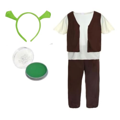 Oger-Kostüm mit grüner Gesichtsfarbe & Ohren – lustiges Halloween-Kostüm für Männer oder Frauen – perfekt für Partys, Cosplay & Events – Erwachsene lustig von I LOVE FANCY DRESS