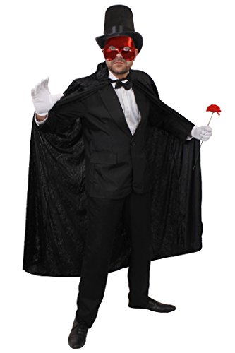 PHANTOM DER OPER = GEIST EINES THEATER VERKLEIDUNG KOSTÜM BEINHALTET-SCHWARZER ANZUG +ROTE HALB GESICHTSMASKE+SCHWARZE FLIEGE+ HANDSCHUHE+VELOUR UMHANG MIT KAPUTZE+ROTE PLASTIK NELKE=LARGE PHANTOM DER OPER = GEIST EINES THEATER VERKLEIDUNG KOSTÜM BEINHALTET-SCHWARZER ANZUG +ROTE HALB GESICHTSMASKE+SCHWARZE FLIEGE+ HANDSCHUHE+VELOUR UMHANG MIT KAPUTZE+ROTE PLASTIK NELKE=LARGE von I LOVE FANCY DRESS