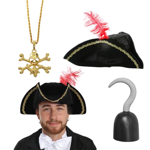 Piraten Zubehör Set 3-teilig - Freibeuterhut, Hakenhand & Goldkette - Faschingsset für Piratenkostüm, Halloween & Mottoparty Piraten Zubehör Set 3-teilig - Freibeuterhut, Hakenhand & Goldkette - Faschingsset für Piratenkostüm, Halloween & Mottoparty von I LOVE FANCY DRESS