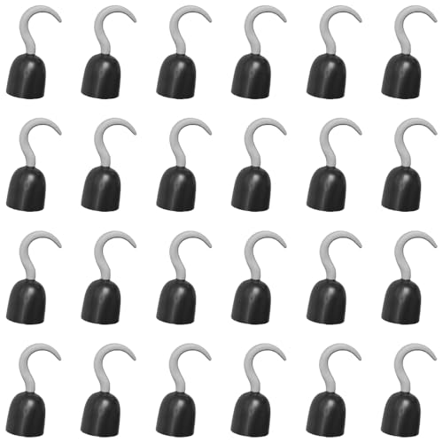 Piratenhaken, 24 Stück, silberfarbene Haken mit schwarzem Schutz, für Erwachsene, Herren, Damen, Freibeuter, Sprechen wie ein Piratentag, Halloween, Kostümzubehör von I LOVE FANCY DRESS