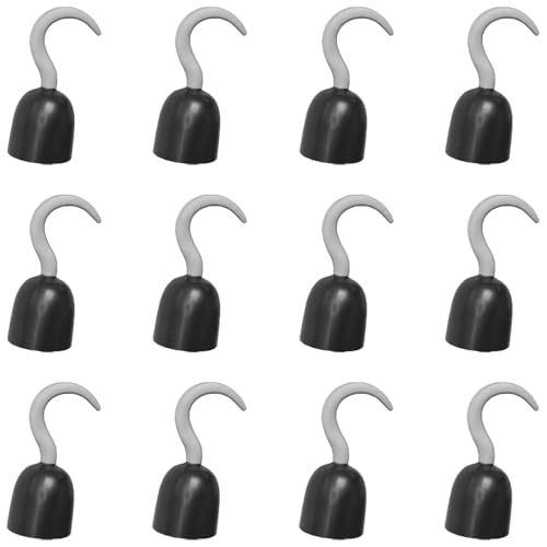 Piratenhaken-Hand, silberfarbene Haken mit schwarzem Schutz, für Erwachsene, Herren, Damen, Freibeuter, Sprechen wie ein Piratentag, Halloween, Kostümzubehör, 12 Stück von I LOVE FANCY DRESS