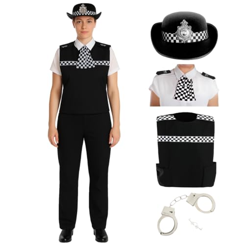 Polizistenkostüm für Damen, Polizistin, Uniform für Erwachsene, mit Polizeiweste, Hut, Manschetten, Schulterklappen und Schal für Fasching, Rollenspiele, Halloween-Party und Junggesellenabschied Polizistenkostüm für Damen, Polizistin, Uniform für Erwachsene, mit Polizeiweste, Hut, Manschetten, Schulterklappen und Schal für Fasching, Rollenspiele, Halloween-Party und Junggesellenabschied von I LOVE FANCY DRESS