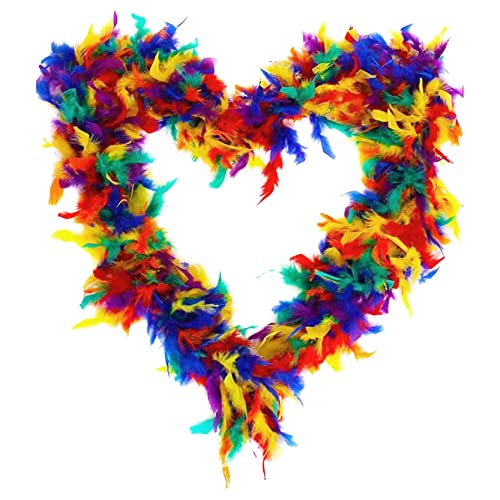 Regenbogen-Federboa-Halskette, Kostümzubehör – Mehrfarbige Federboa-Halskette, technisch gefärbte Stolz-Boa (1 Stück) von I LOVE FANCY DRESS