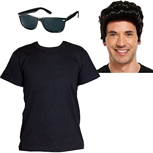 Rock&ROLL KOSTÜM VERKLEIDUNG Love Story Danny Sandy 1950iger Samstag Nacht VIELE GRÖSSEN-Schwarze PERÜCKE+Brille+WEISSES T/Shirt-Large Rock&ROLL KOSTÜM VERKLEIDUNG Love Story Danny Sandy 1950iger Samstag Nacht VIELE GRÖSSEN-Schwarze PERÜCKE+Brille+WEISSES T/Shirt-Large von I LOVE FANCY DRESS