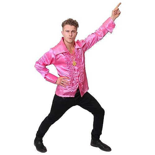 Rosa Disco Hemd – XL – rosa Rüschen Hemd mit großem Kragen – Erwachsene 70er / 80er Jahre Kostüm Rosa Disco Hemd – XL – rosa Rüschen Hemd mit großem Kragen – Erwachsene 70er / 80er Jahre Kostüm von I LOVE FANCY DRESS