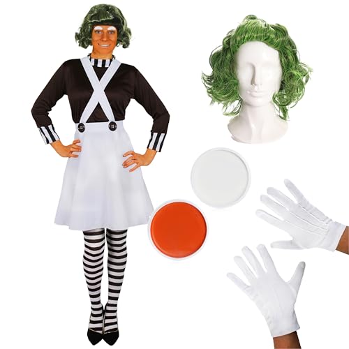 Schokoladenfabrik Arbeiter-Kostüm für Damen, Größe 39/36, für Erwachsene, braunes Oberteil, weißer Rock, Handschuhe, Augenbrauen, Gesichtsbemalung, Weltbuchtag, Woche Schokoladenfabrik Arbeiter-Kostüm für Damen, Größe 39/36, für Erwachsene, braunes Oberteil, weißer Rock, Handschuhe, Augenbrauen, Gesichtsbemalung, Weltbuchtag, Woche von I LOVE FANCY DRESS