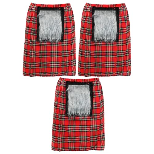 Schottisches Kilt-Kostüm-Zubehör, 2 Stück, roter Schottenkilt mit angenähtem Sporran, Schottland Burns Night St. Andrews Day, Kostümzubehör von I LOVE FANCY DRESS