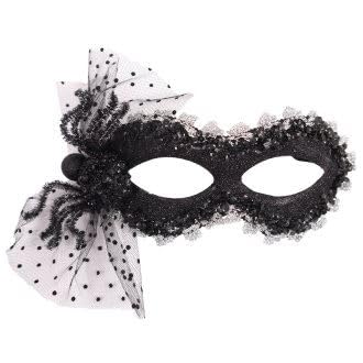 Schwarze Glitzer Maskerade Maske mit Spitze Schleife - Elegantes Fasching Zubehör für Partys, Halloween & Kostüme Schwarze Glitzer Maskerade Maske mit Spitze Schleife - Elegantes Fasching Zubehör für Partys, Halloween & Kostüme von I LOVE FANCY DRESS