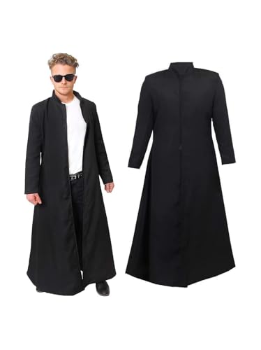Schwarze Staubjacke für Erwachsene – lange schwarze Staubjacke aus dem berühmten Action-Film – perfekt für TV- und Film-Kostüme (Größe: Standard) von I LOVE FANCY DRESS