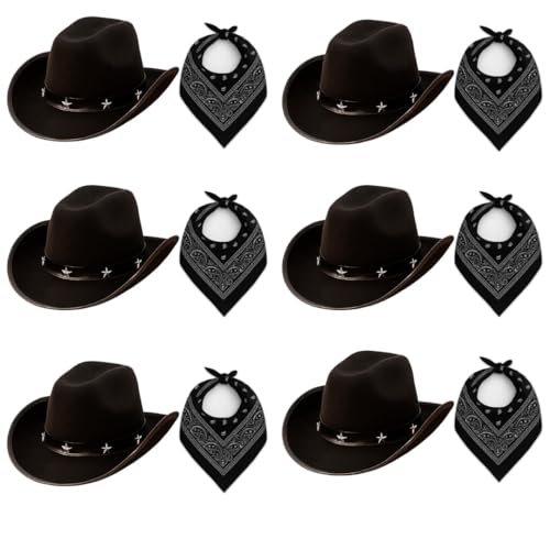 Schwarzer Cowboyhut mit Sternen-Nieten-Design und schwarzem Paisleymuster-Bandana-Set – 6er-Pack – Western-Kostüm-Zubehör für Erwachsene & Kinder – Rodeo, Wilder Westen, Halloween & Partykleidung Schwarzer Cowboyhut mit Sternen-Nieten-Design und schwarzem Paisleymuster-Bandana-Set – 6er-Pack – Western-Kostüm-Zubehör für Erwachsene & Kinder – Rodeo, Wilder Westen, Halloween & Partykleidung von I LOVE FANCY DRESS