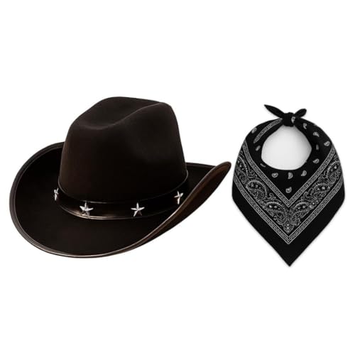 Schwarzer Cowboyhut mit Sternen-Nieten-Design und schwarzem Paisleymuster – Western-Kostüm-Zubehör für Erwachsene & Kinder – Rodeo, Wilder Westen, Halloween & Partykleidung Schwarzer Cowboyhut mit Sternen-Nieten-Design und schwarzem Paisleymuster – Western-Kostüm-Zubehör für Erwachsene & Kinder – Rodeo, Wilder Westen, Halloween & Partykleidung von I LOVE FANCY DRESS