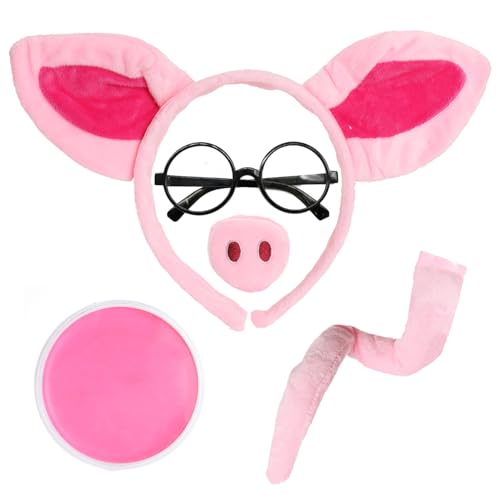 Schwein Verkleidung Zubehör Set - Ohren Stirnband, Schnauze, Schwanz, Brille & Rosa Gesichtsfarbe - Tierkostüm Kit für Buchtag, Partys & Kinderveranstaltungen Schwein Verkleidung Zubehör Set - Ohren Stirnband, Schnauze, Schwanz, Brille & Rosa Gesichtsfarbe - Tierkostüm Kit für Buchtag, Partys & Kinderveranstaltungen von I LOVE FANCY DRESS