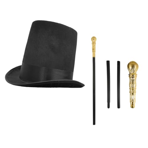 Set mit schwarzem Zylinder und goldenem Rohr, viktorianischer Stil, Kostümzubehör für Halloween, Theater, 1920er, Gothic- oder Zauberer-Kostüme, 60 cm Set mit schwarzem Zylinder und goldenem Rohr, viktorianischer Stil, Kostümzubehör für Halloween, Theater, 1920er, Gothic- oder Zauberer-Kostüme, 60 cm von I LOVE FANCY DRESS