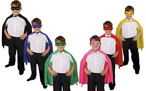 Superhelden-Kostüm-Set für Kinder, Umhang und Maske, Mädchen und Jungen, Superhelden oder Bösewicht, Umhang und Maske, Kostümzubehör, Größe: Kinder, Einheitsgröße | Farbe: Blau Superhelden-Kostüm-Set für Kinder, Umhang und Maske, Mädchen und Jungen, Superhelden oder Bösewicht, Umhang und Maske, Kostümzubehör, Größe: Kinder, Einheitsgröße | Farbe: Blau von I LOVE FANCY DRESS