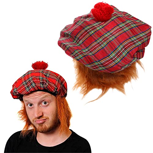 Tam O' Shanter Hut mit Perücke, schottischer Kostümhut mit angenähtem Ingwerhaar, St. Andrews Day, Schottland Burns Night, 1 Stück Tam O' Shanter Hut mit Perücke, schottischer Kostümhut mit angenähtem Ingwerhaar, St. Andrews Day, Schottland Burns Night, 1 Stück von I LOVE FANCY DRESS