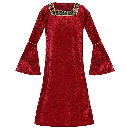 Tudor-Prinzessinnen-Kostüm für Mädchen, Größe M, rotes Velourskleid mit goldenen Details an Ärmeln und Ausschnitt, historisches Prinzessinnen-Kostüm für Kinder Tudor-Prinzessinnen-Kostüm für Mädchen, Größe M, rotes Velourskleid mit goldenen Details an Ärmeln und Ausschnitt, historisches Prinzessinnen-Kostüm für Kinder von I LOVE FANCY DRESS