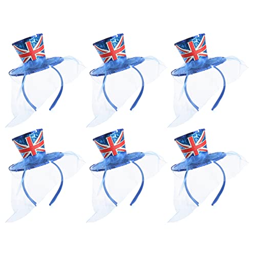 Union Jack Hut – Mini Union Jack Zylinder mit Fascinator Schleier – Könige Krönung, Rule Britannia, Ve Day Feiern, Jubiläumsveranstaltungen und andere Kostümveranstaltungen – 6 Stück von I LOVE FANCY DRESS